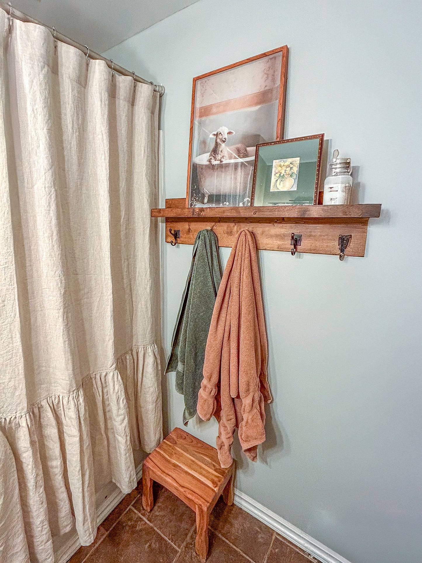 Ruffled Linen Shower Curtain