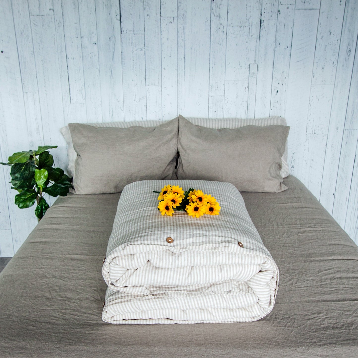 Stripe Linen Duvet Cover - Select Size in Drop Down