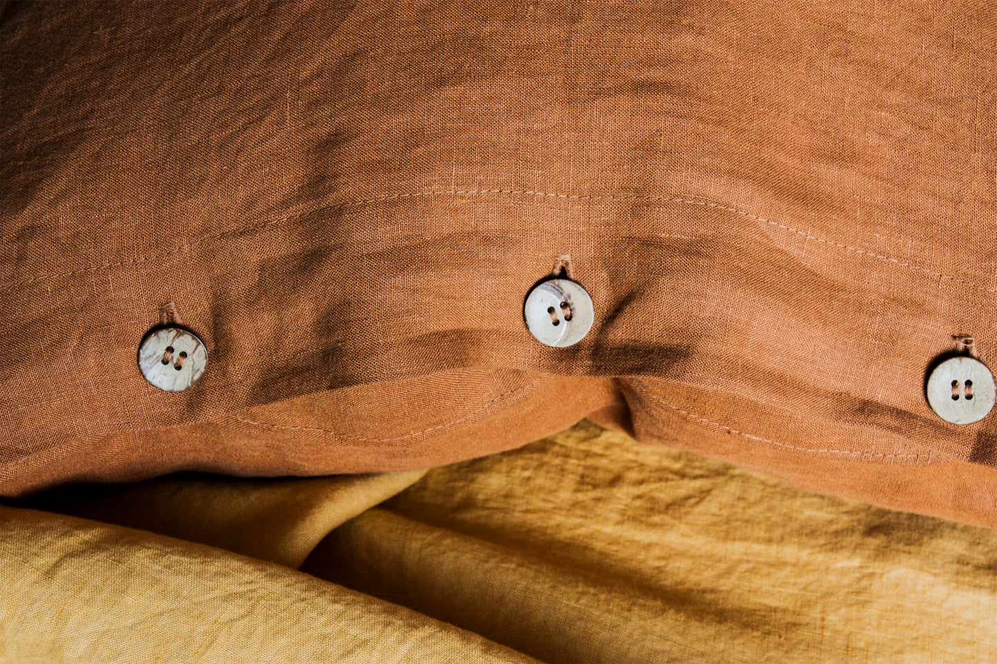 Linen Pillowcase with Coconut Button Closure Extra Sizes (Lumber - Twin)