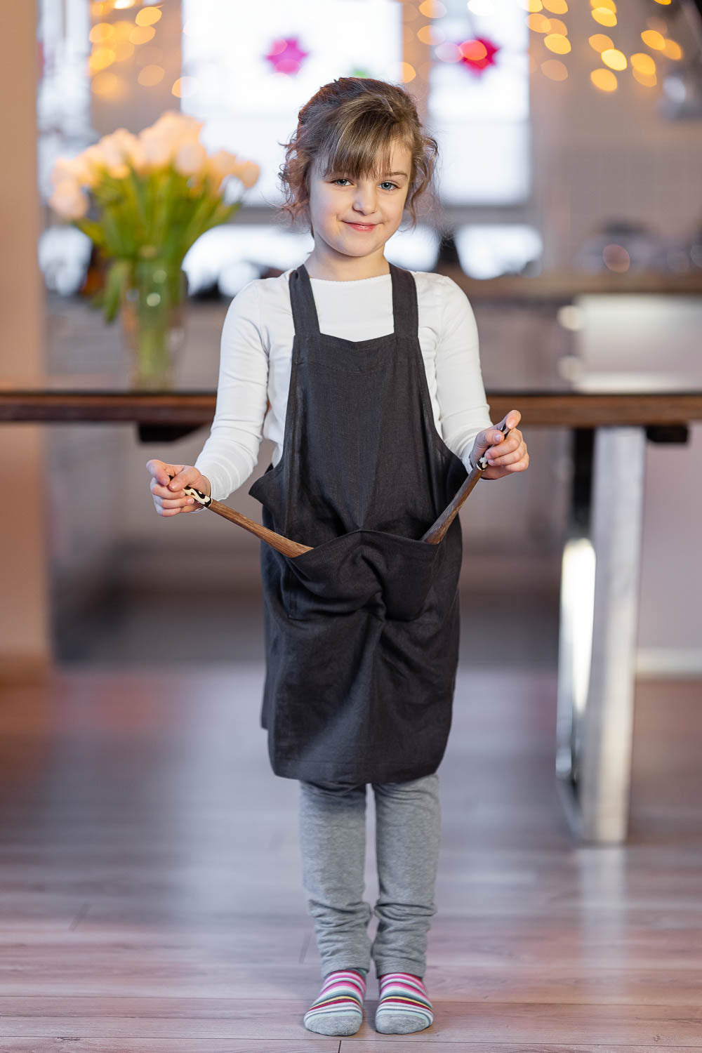 Kids Linen Cross back Apron