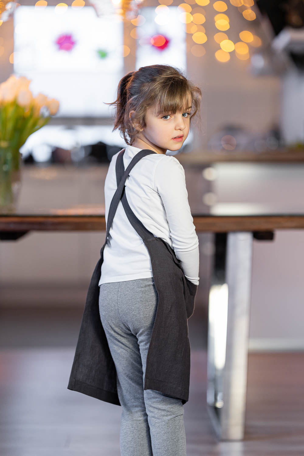 Kids Linen Cross back Apron