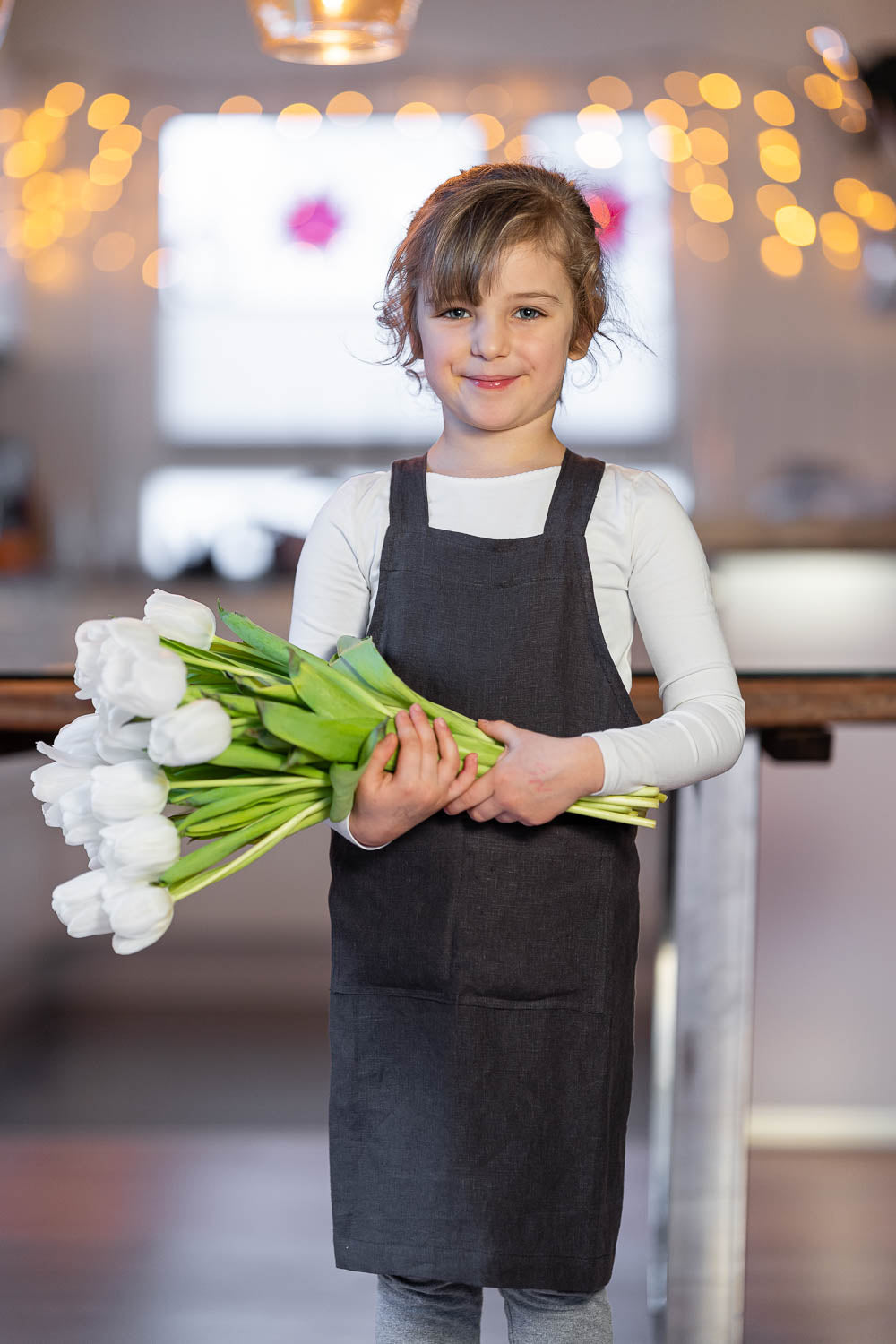 Kids Linen Cross back Apron