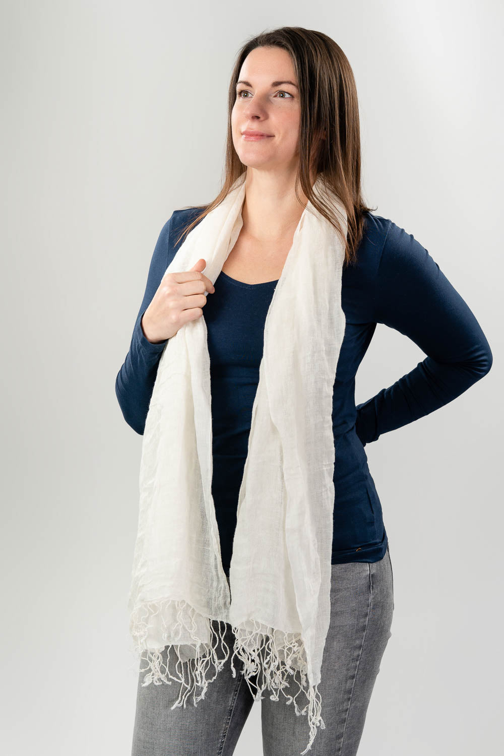 Linen Scarf with Tassels