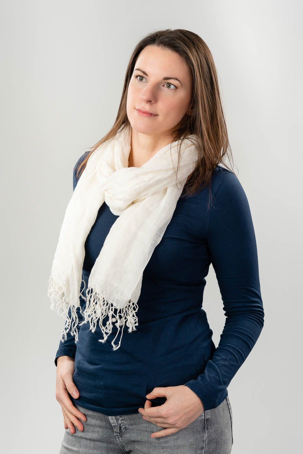 Linen Scarf with Tassels