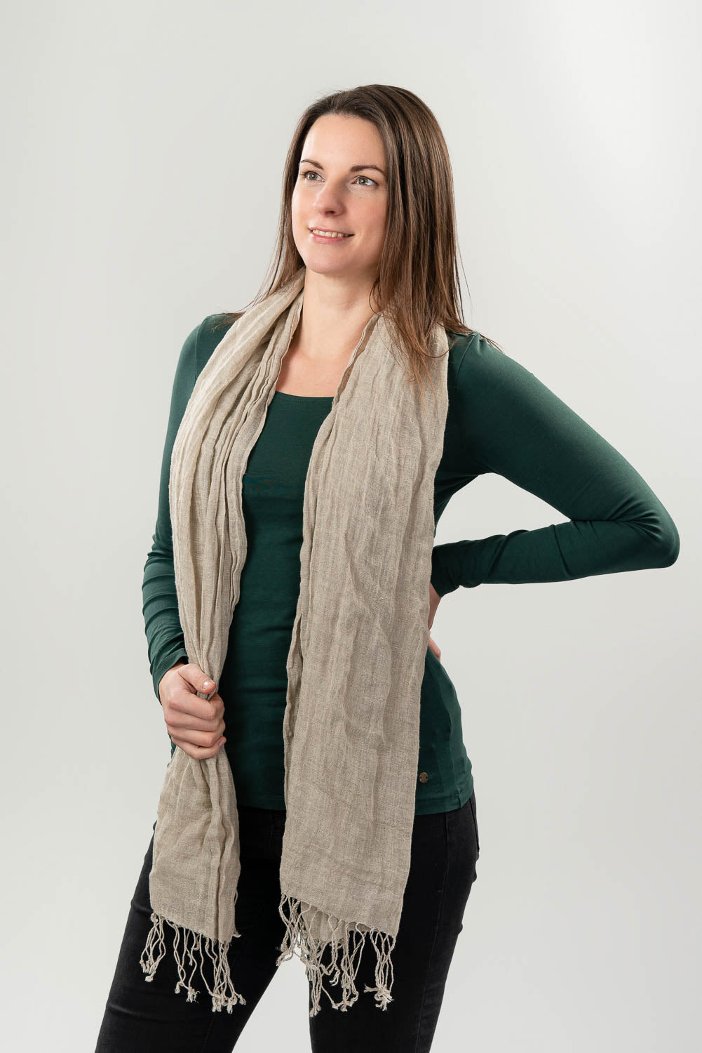 Linen Scarf with Tassels