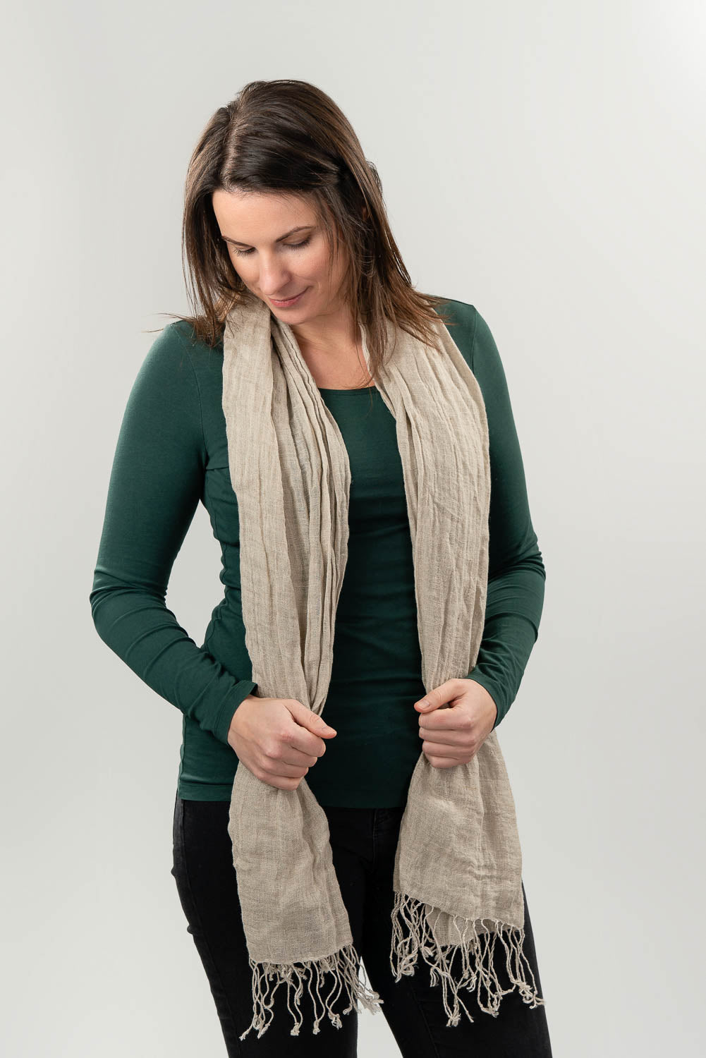 Linen Scarf with Tassels