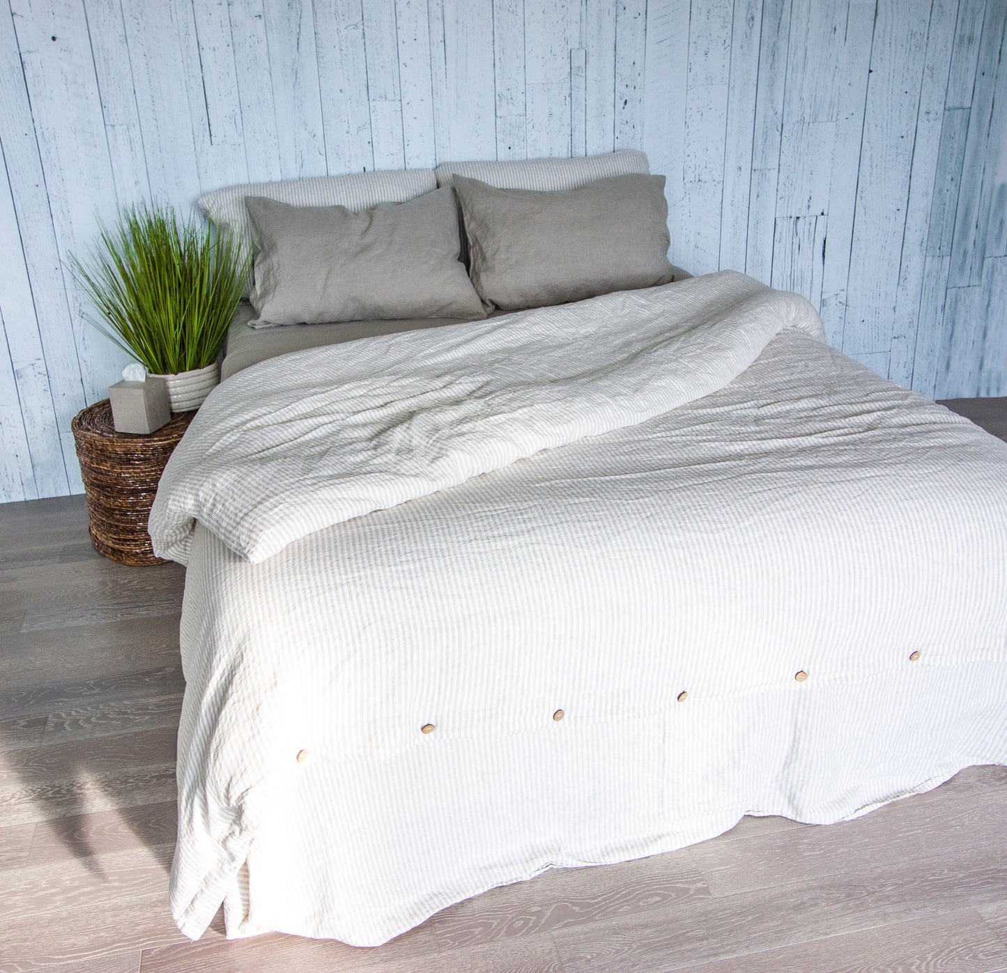 Stripe Linen Duvet Cover - Select Size in Drop Down