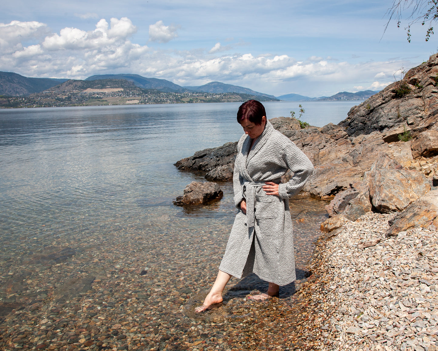 Grey Waffle Unisex Linen Bathrobe - S to 4XL