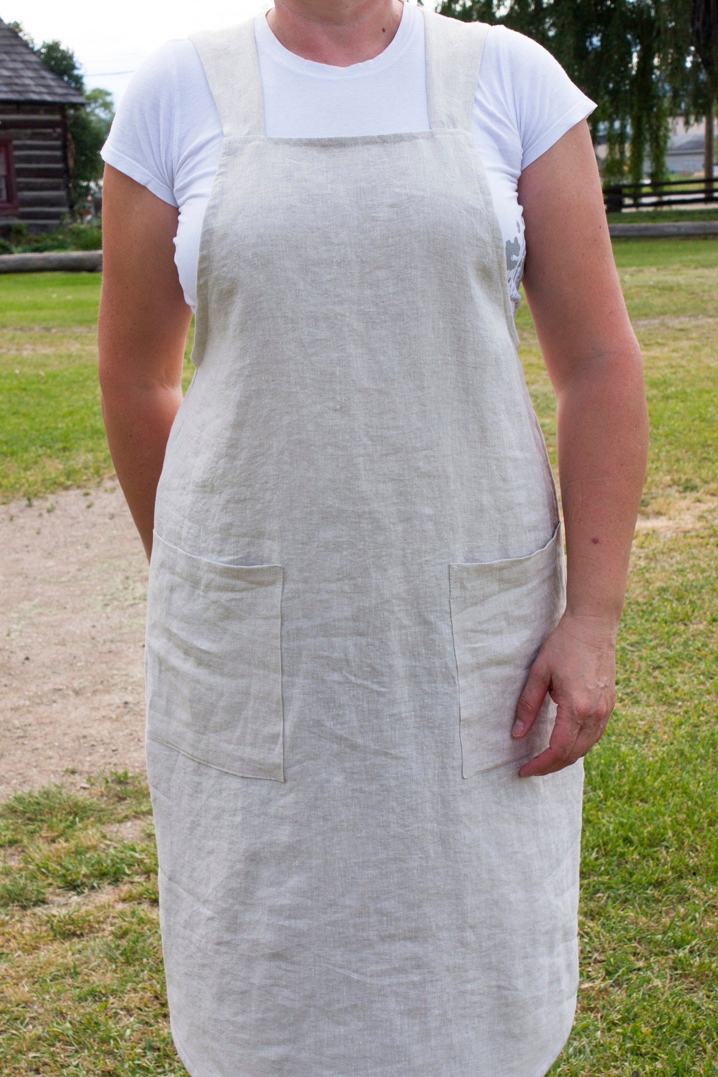 Linen Japanese Cross Back Apron