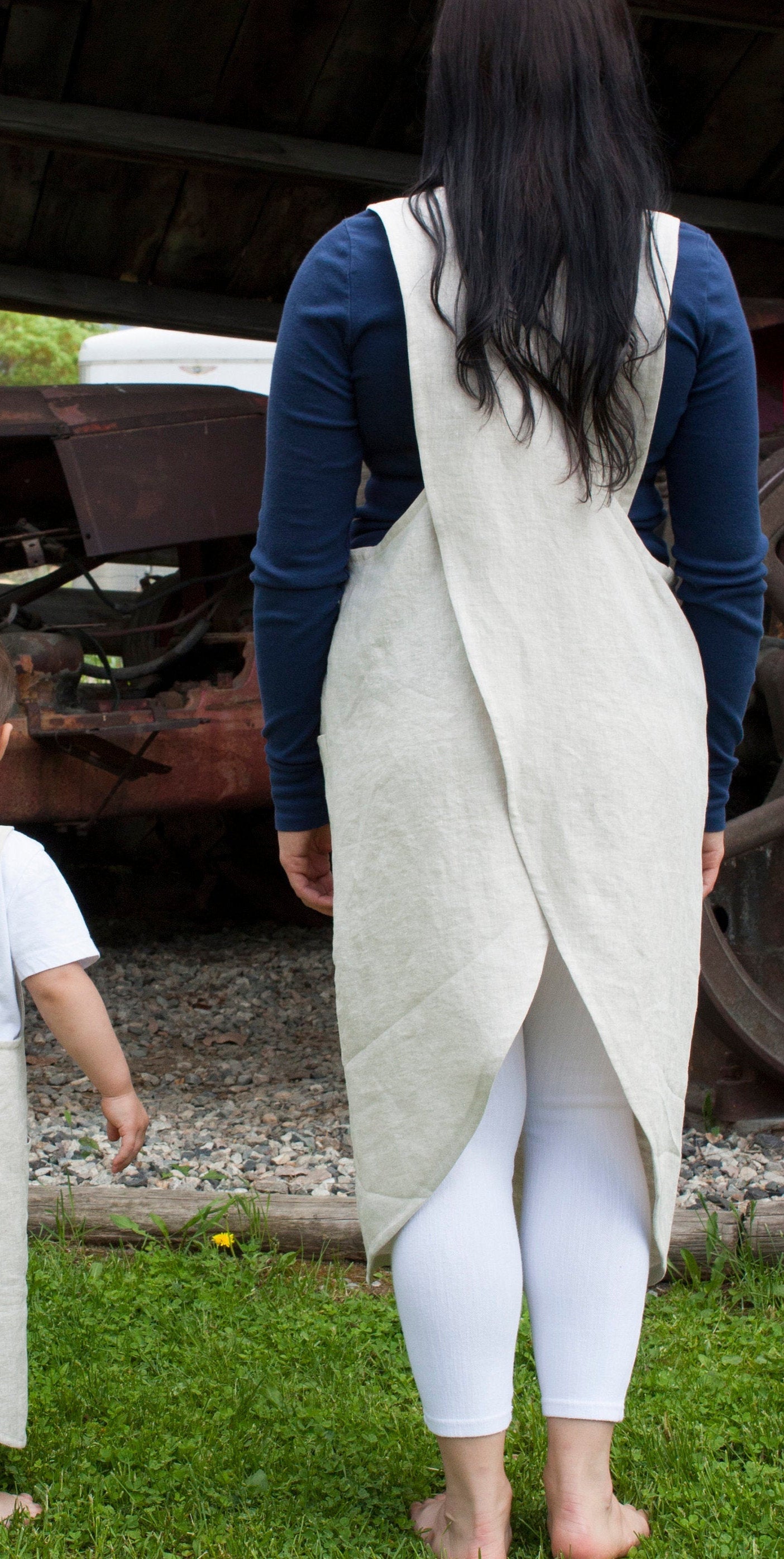 Linen Japanese Cross Back Apron