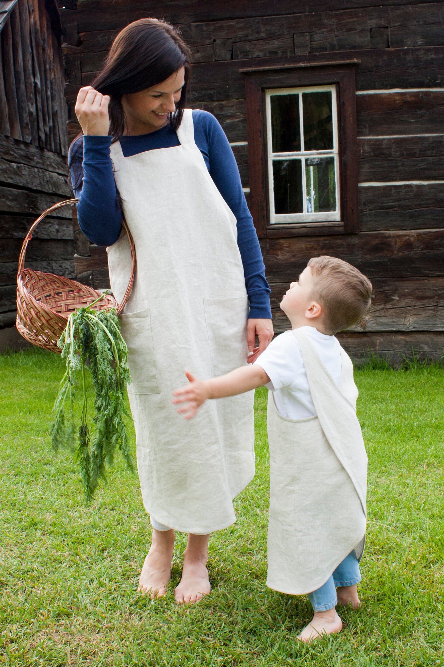 Linen Japanese Cross Back Apron