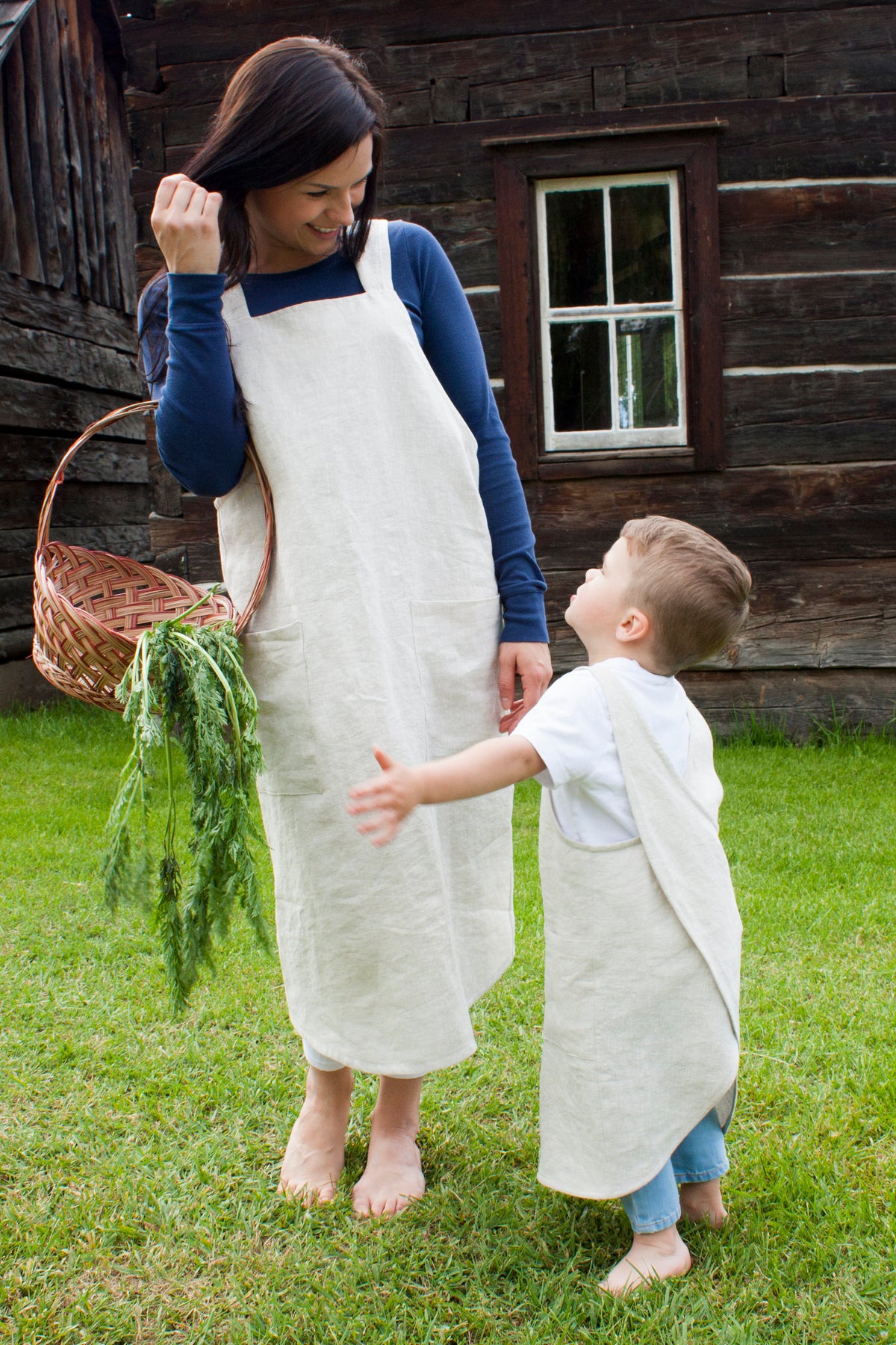 Linen Japanese Cross Back Apron
