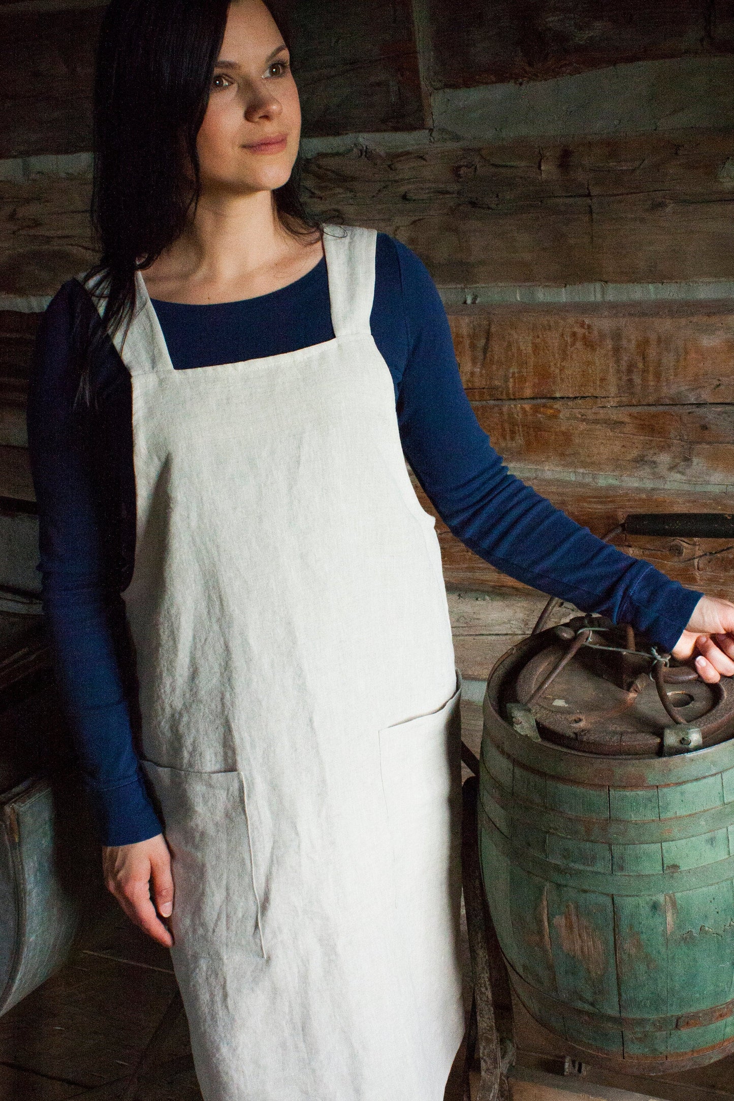 Linen Japanese Cross Back Apron