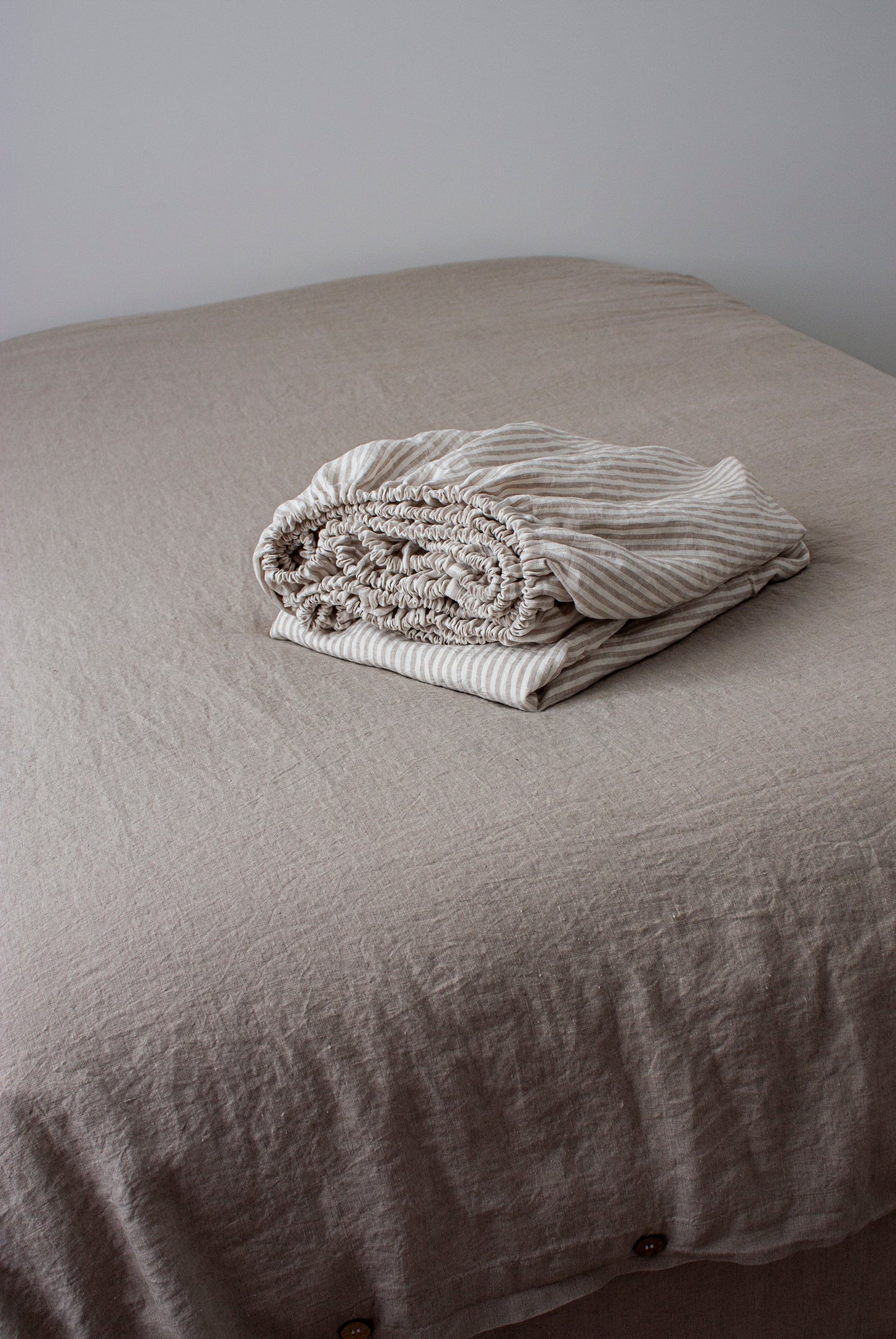 Striped Linen Fitted Sheet - Choose Size in Drop Down
