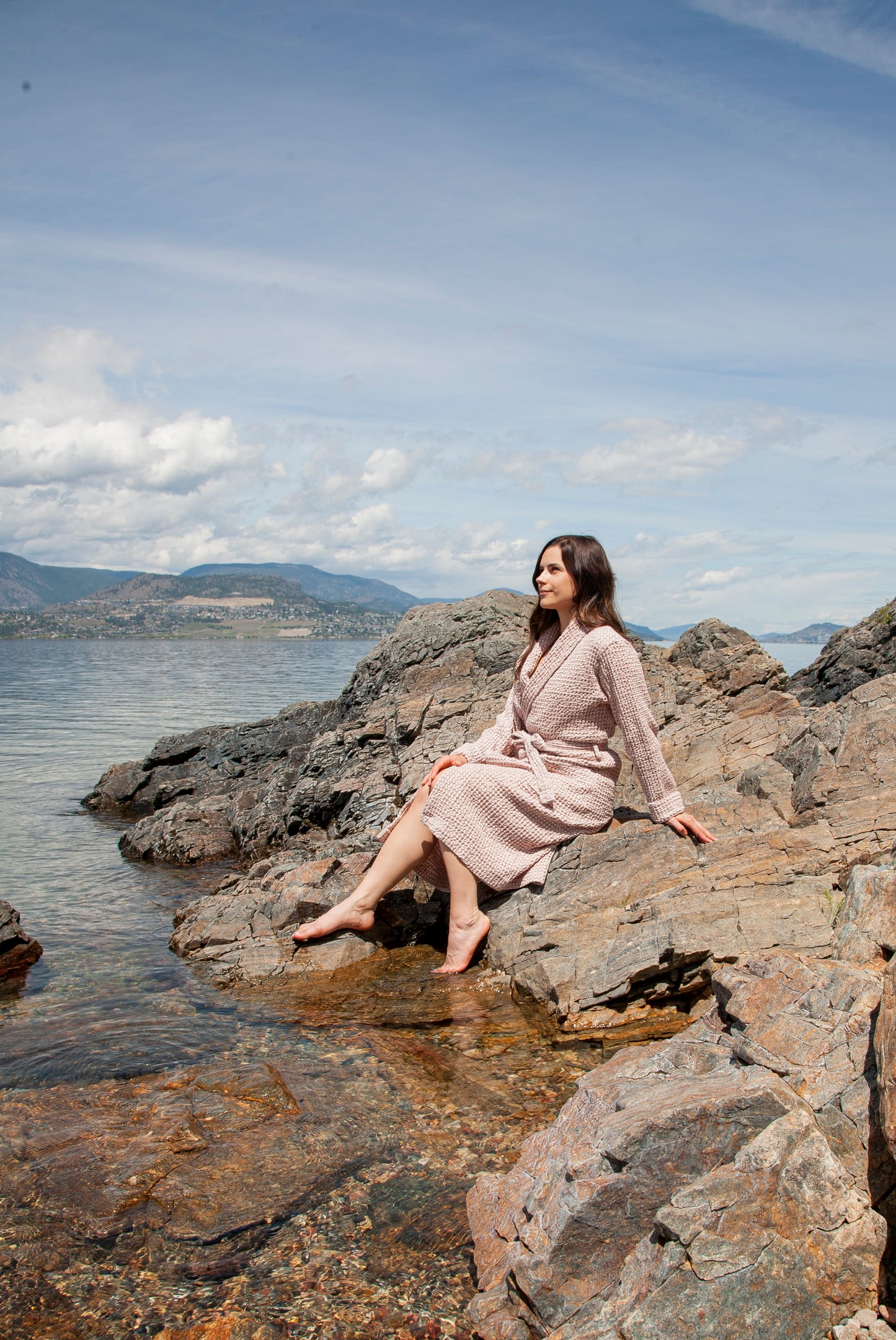 Blush Waffle Unisex Linen Bathrobe - S to 4XL