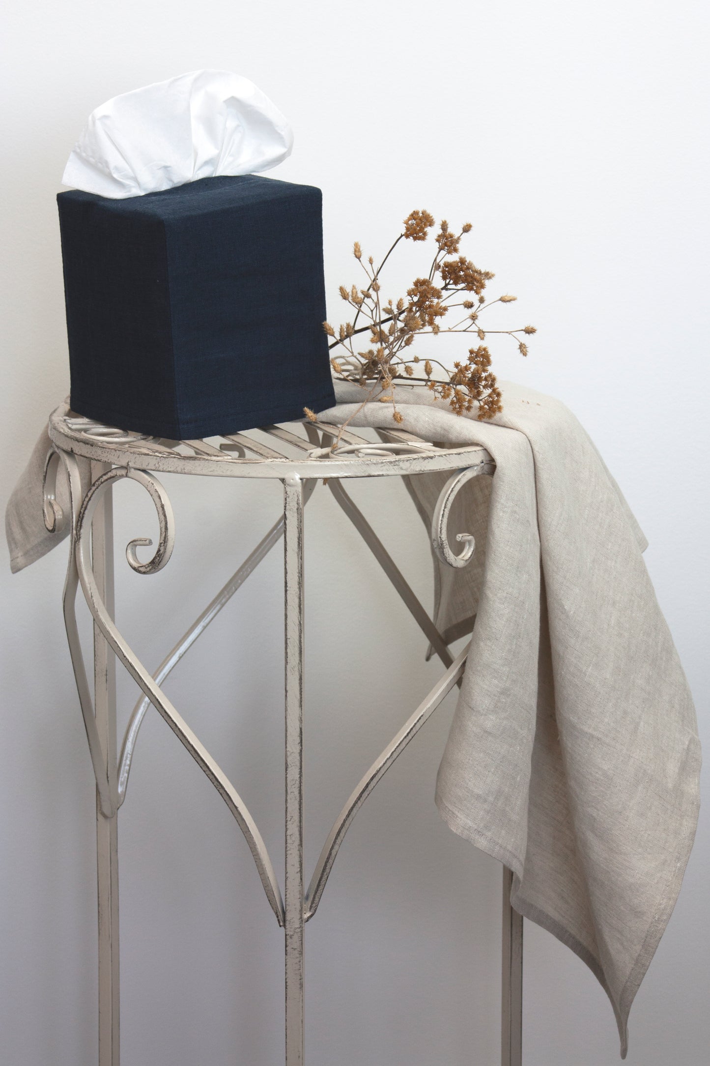 Linen Stripe Square Tissue Box Cover