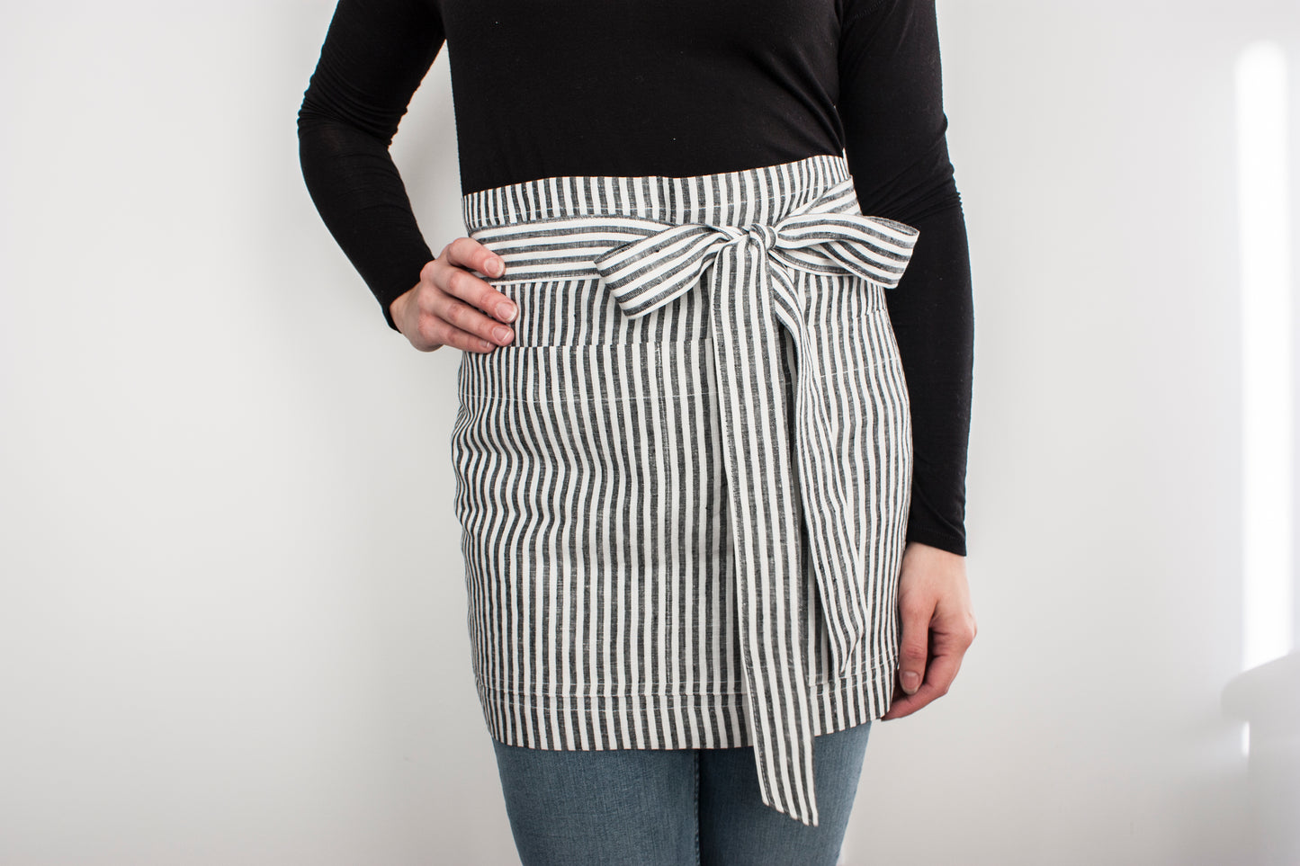 Striped Linen Half Apron