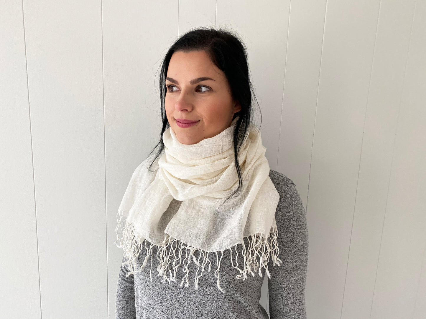 Linen Scarf with Tassels