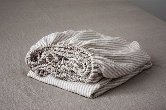 Striped Linen Fitted Sheet