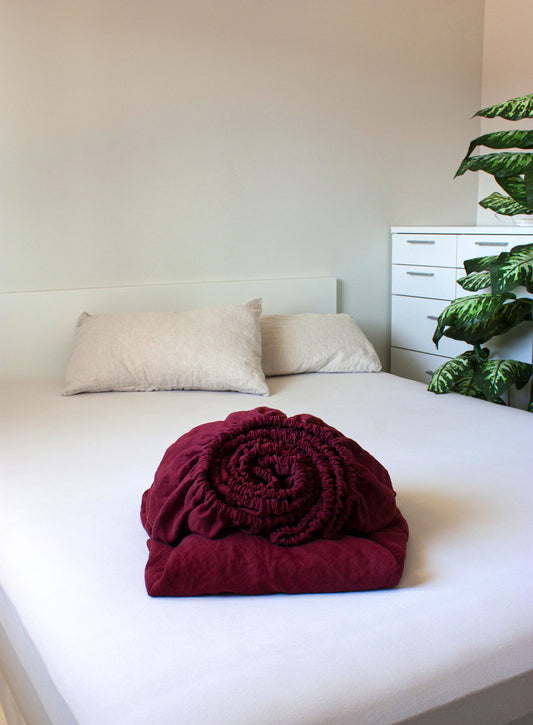 Cal. King Linen Fitted Sheet - Select colour in drop down