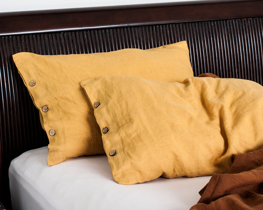 Linen Pillowcase with Button Closure