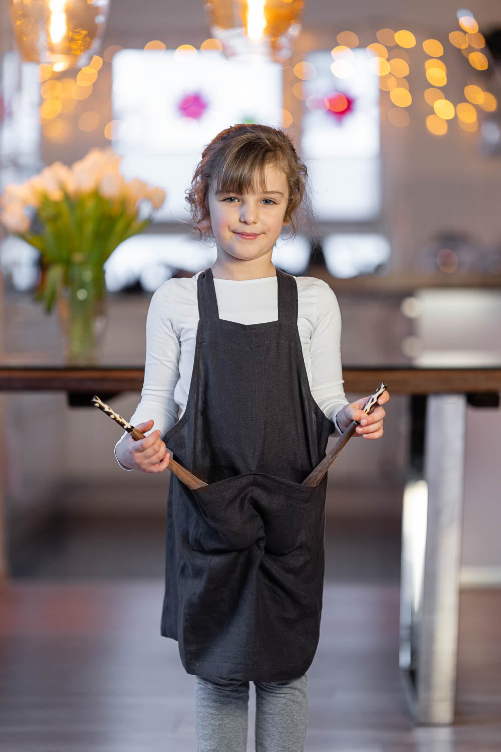 Kids Linen Cross back Apron