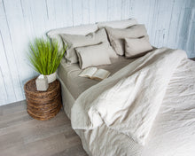 Load image into Gallery viewer, Natural Stripe Linen Duvet Cover
