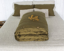 Load image into Gallery viewer, Olive Linen Duvet Cover
