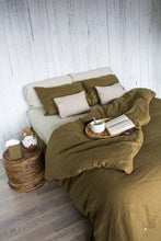 Load image into Gallery viewer, Olive Linen Duvet Cover
