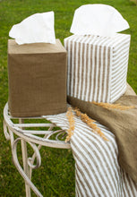 Load image into Gallery viewer, Linen Striped Square Tissue Box Cover
