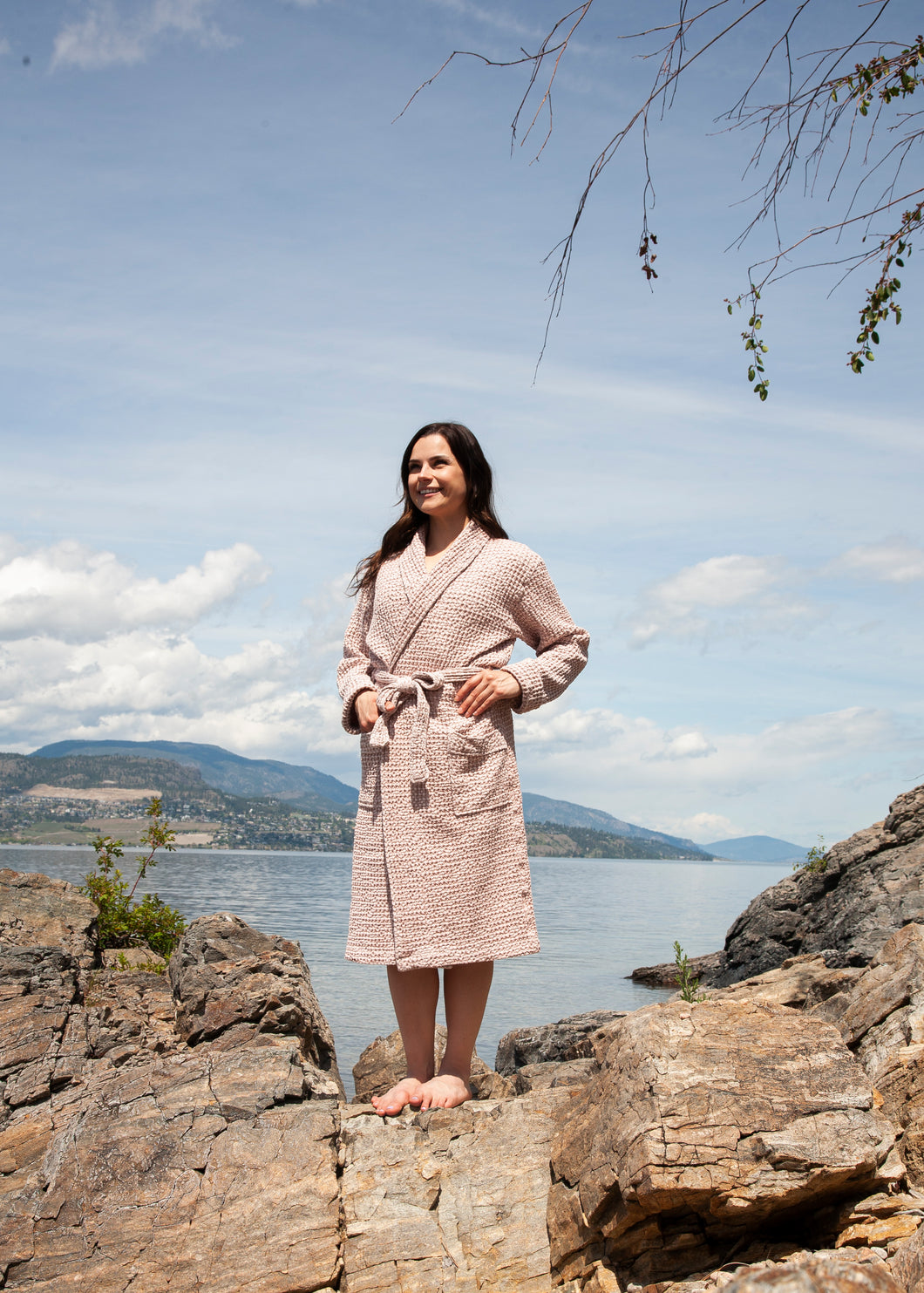 Blush Waffle Unisex Linen Bathrobe - S to 4XL