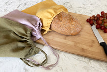 Load image into Gallery viewer, Linen Drawstring Produce/Bread Bag
