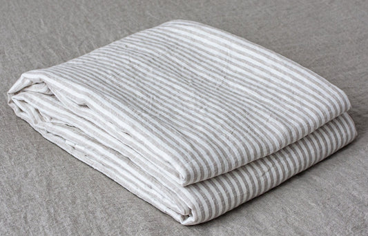 Striped Linen Flat Sheet (Twin to Cal. King)